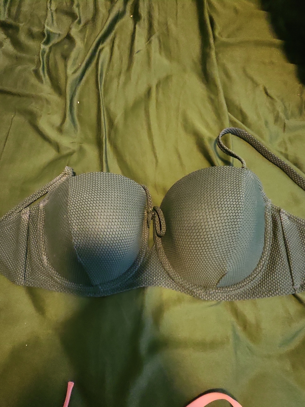 Shade & Shore Olive Textured Bikini Top 34DD